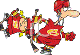 Father and Daugher Playing Ice Hockey